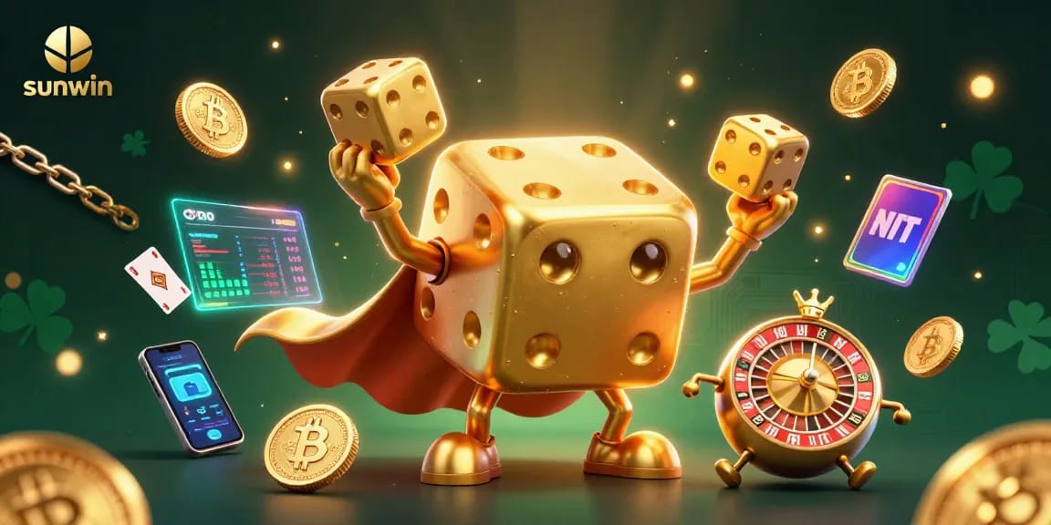 Join the excitement at sunwin, as a golden dice golem juggles riches in a vibrant casino
