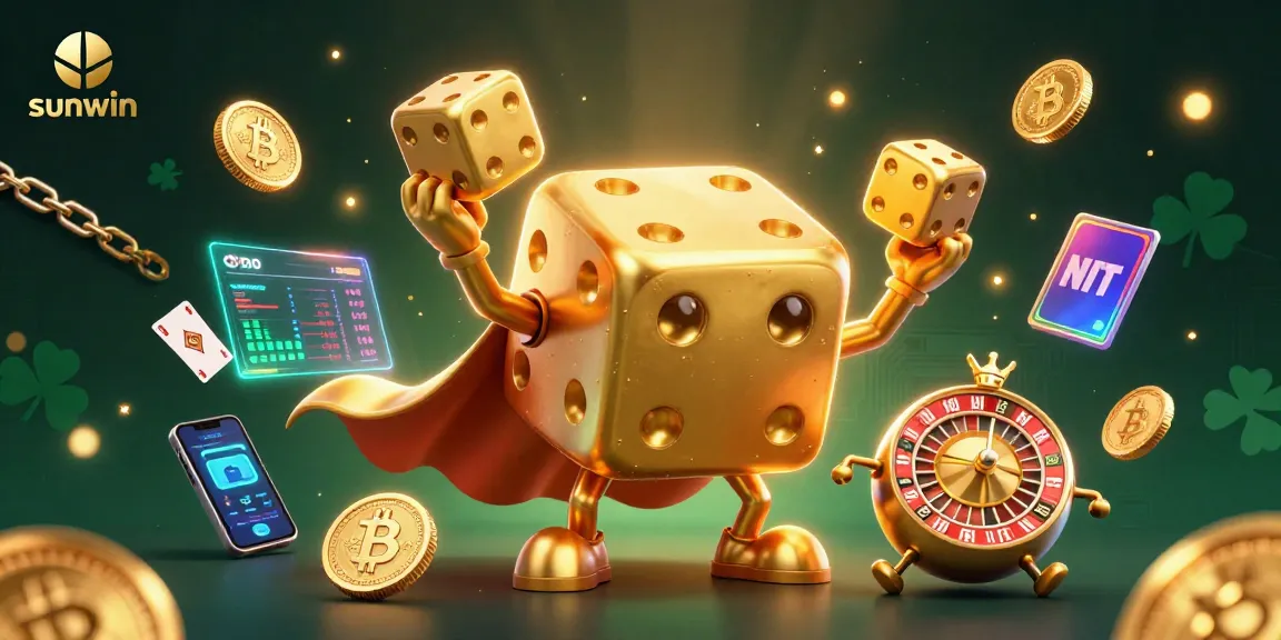 Join the excitement at sunwin, as a golden dice golem juggles riches in a vibrant casino