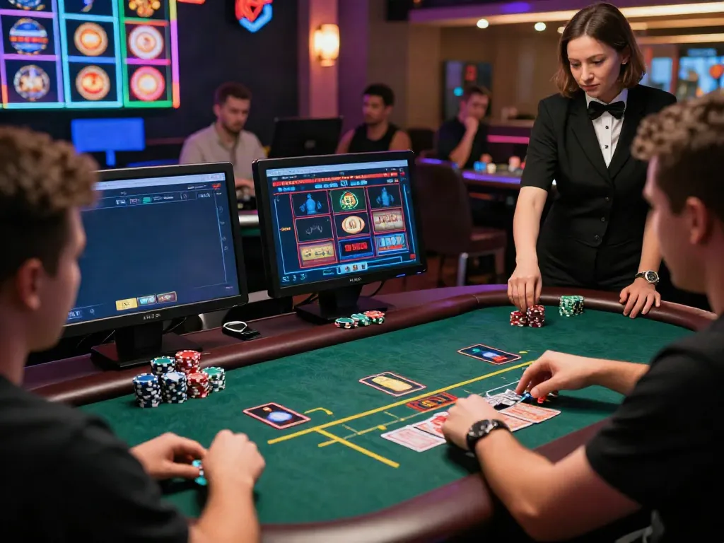Exciting gameplay at a casino featuring slots that accept credit cards, highlighting player interaction.