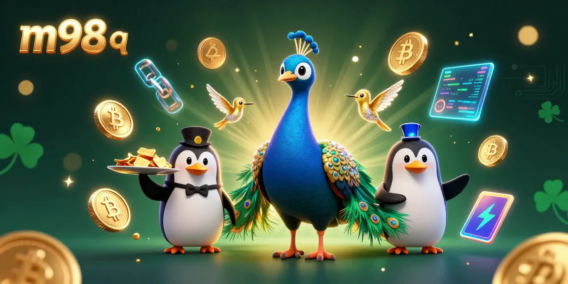 Engage in thrilling m98 q gameplay with crypto symbols and vibrant casino elements