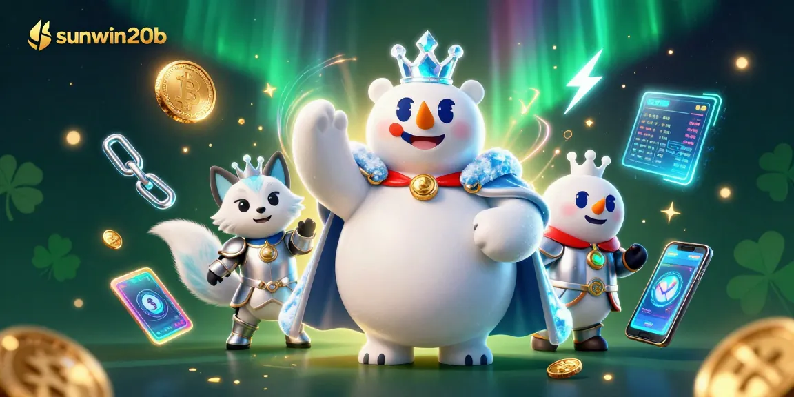 Spin and win at sunwin20b with a vibrant 3D scene featuring an ice king polar bear and a snow fox!