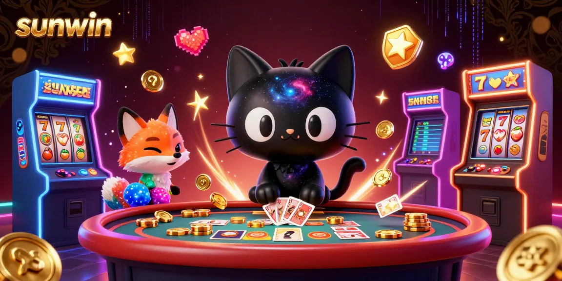 Experience the thrilling world of sunwin casino featuring a black hole cat and colorful nebula fox with dynamic game elements.